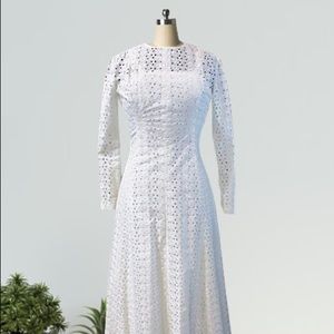 SOLD!! Vintage White Cotton Eyelet Dress